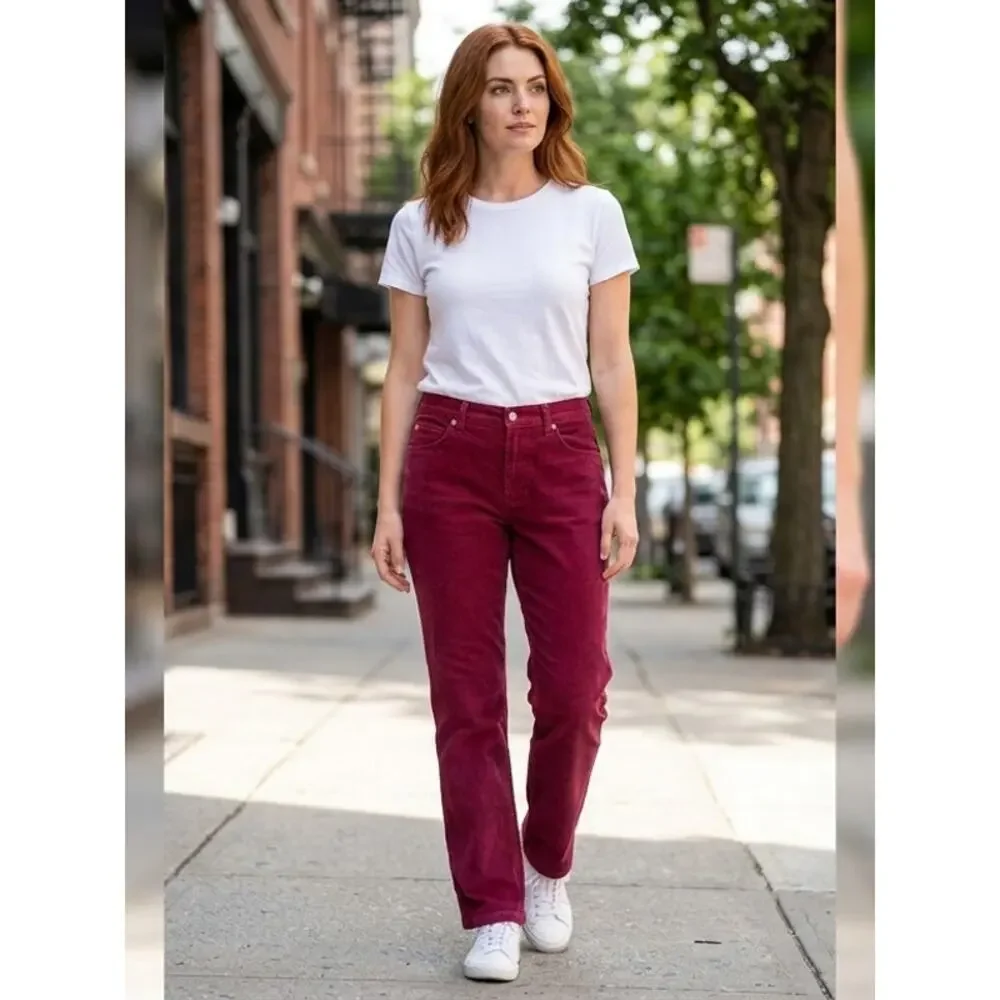Eddie Bauer Red Stretch Pants Women Size 6 Tall